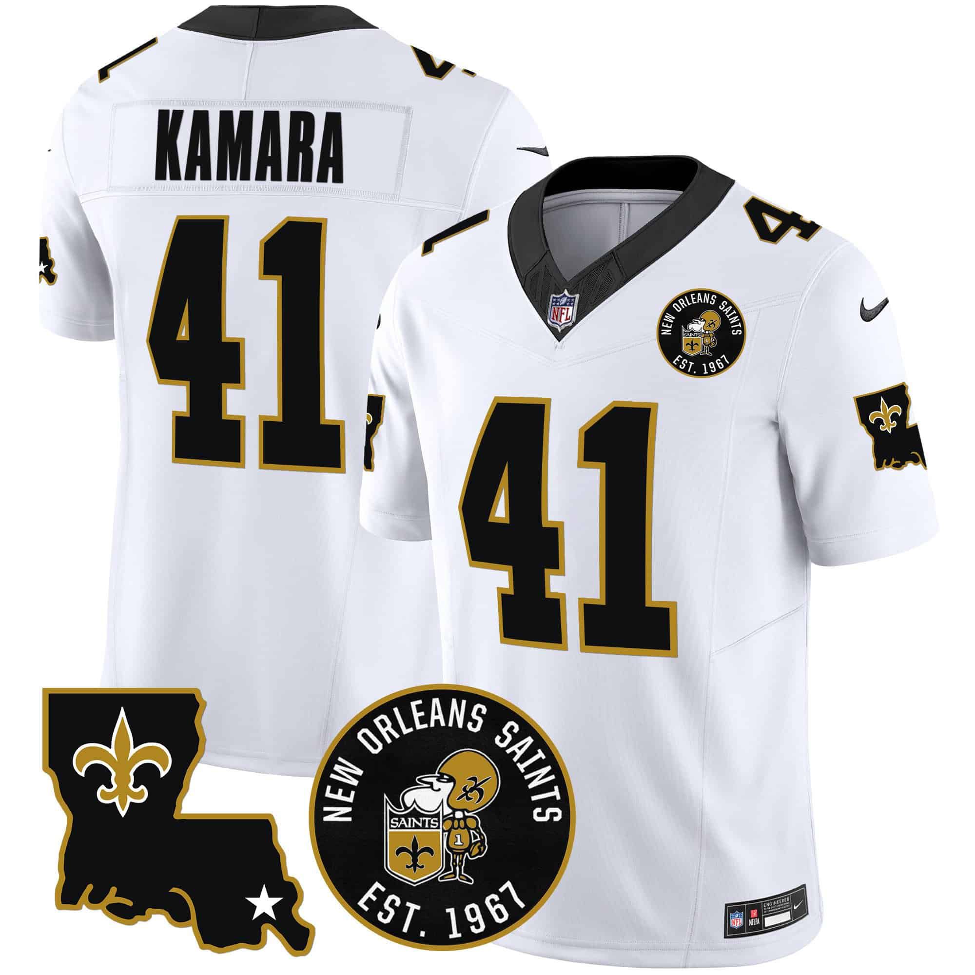 Men New Orleans Saints 41 Kamara White 2024 Nike 1967 Patch Vapor Limited NFL Jersey